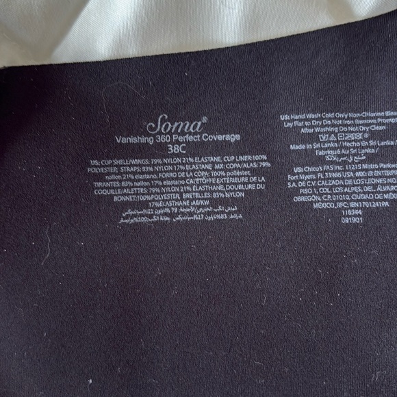Soma Intimates Vanishing 360 Perfect Coverage, Black & Pale Sand, 38C - Picture 4 of 7